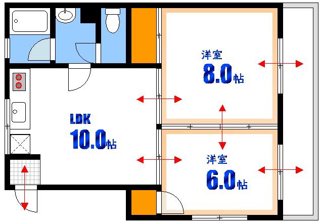 NODACO三滝町(2LDK/3階)の間取り写真