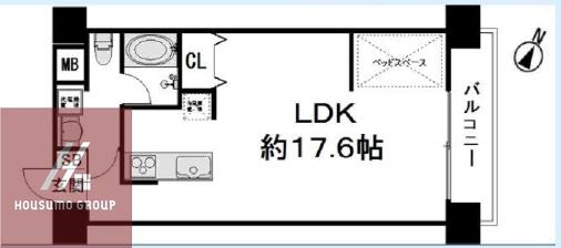 エスポアール江戸堀(1LDK/2階)の間取り写真