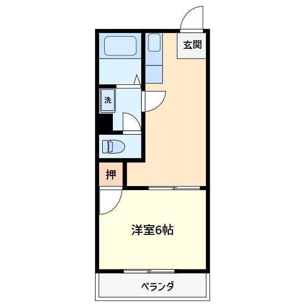 白石ビル(1DK/3階)の間取り写真