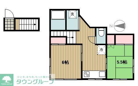 京急本線 新馬場駅 徒歩5分 2階建 築62年(2K/2階)の間取り写真