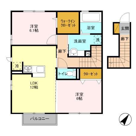 LA・LUCE B棟(2LDK/2階)の間取り写真