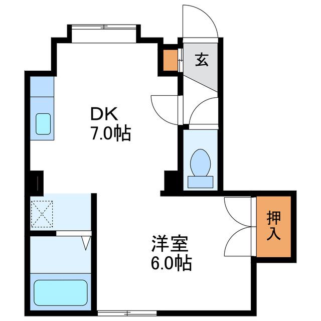 樺戸ハイム(1DK/4階)の間取り写真