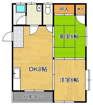 宮前ハイツ(2DK/2階)の間取り写真