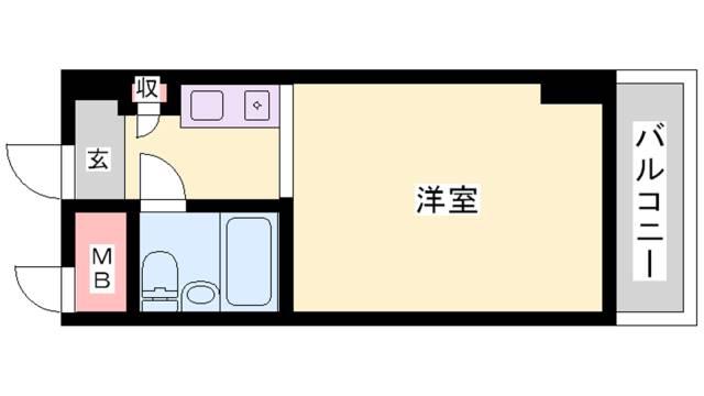 コスモプラザ三宮(ワンルーム/2階)の間取り写真