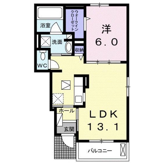 クララヴィスタ(1LDK/1階)の間取り写真