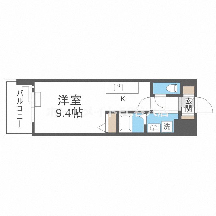 MELDIA CREST NAMBA SOL TERRACE(ワンルーム/13階)の間取り写真