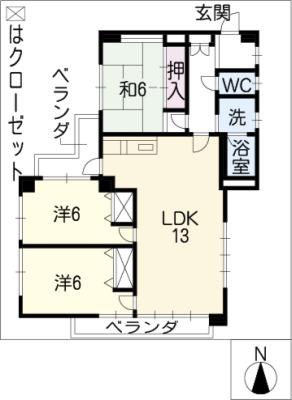 ヴィアーレマルフク北館(3LDK/4階)の間取り写真