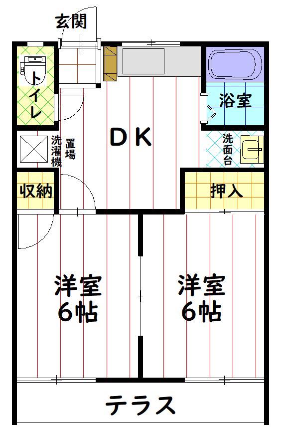 OPUSあもり(2DK/1階)の間取り写真