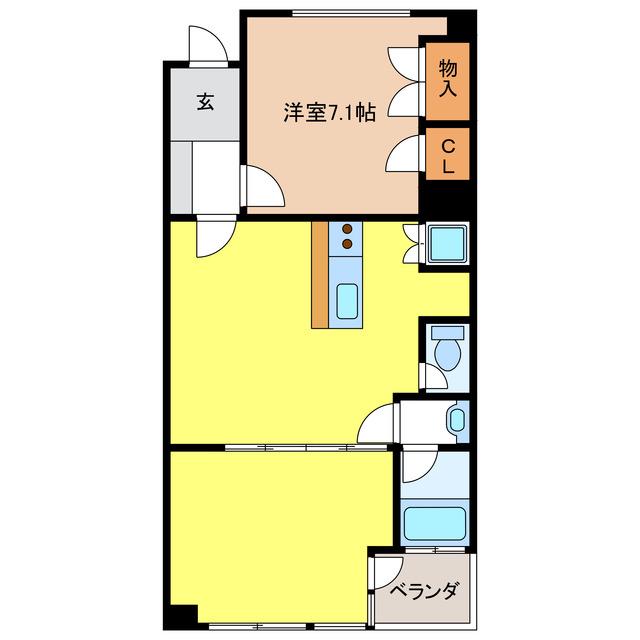 さくらタワー長良(1LDK/2階)の間取り写真