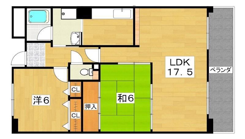 ノースコート(2LDK/2階)の間取り写真