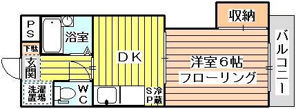 新和ハイツ(1DK/1階)の間取り写真