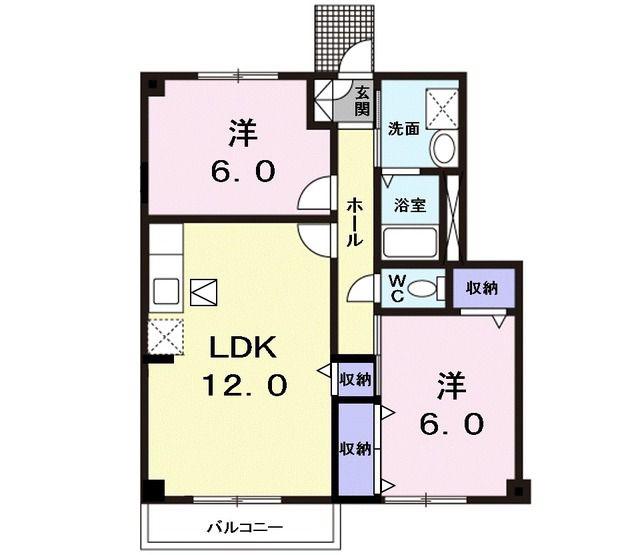 サンパティークA(2LDK/1階)の間取り写真