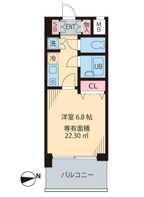 ビイルーム北新宿(1K/6階)の間取り写真