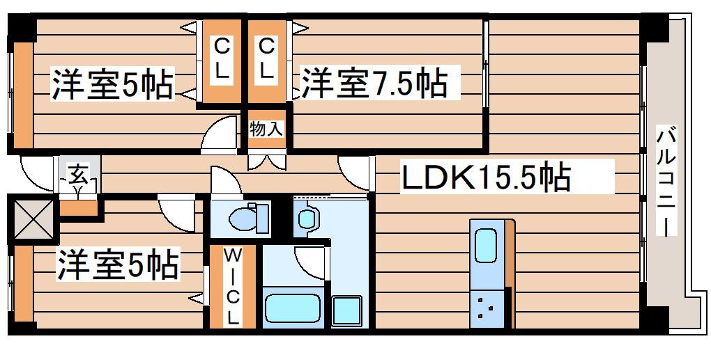 グランフィールド山王(3LDK/1階)の間取り写真