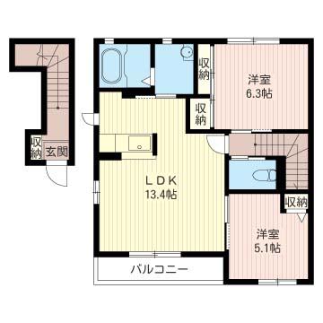 チャーム E(2LDK/2階)の間取り写真