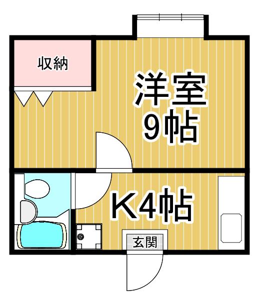ベル今津(1K/3階)の間取り写真