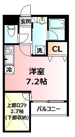 ガーデンテラス(ワンルーム/2階)の間取り写真