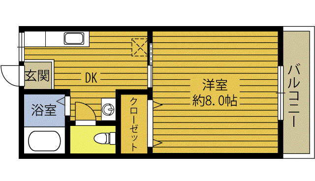 アーバン片野C(1K/1階)の間取り写真