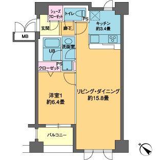 カスタリア茅場町(1LDK/3階)の間取り写真