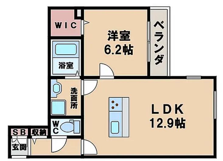 シャーメゾンコモドエスパシオ(1LDK/2階)の間取り写真