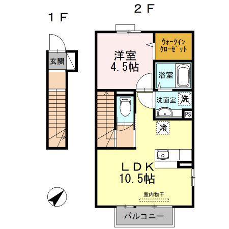 アッサンブレ S(1LDK/2階)の間取り写真
