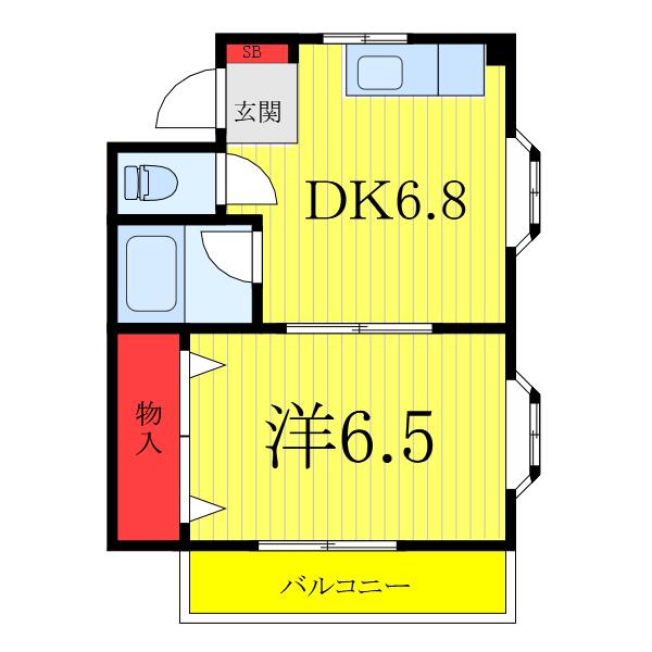 メモリー幸町(1DK/2階)の間取り写真