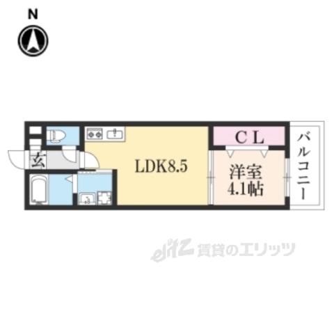 ジーメゾン山科マニフィコ(1LDK/3階)の間取り写真