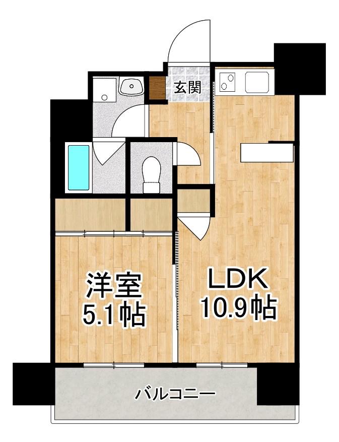 レガーロ大津なぎさ公園(1LDK/9階)の間取り写真