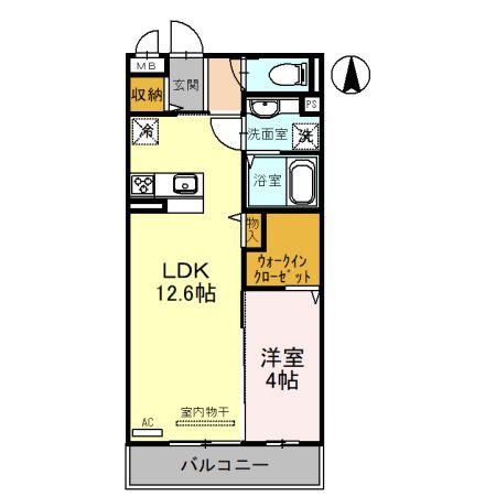 滝つじハイツ(1LDK/3階)の間取り写真