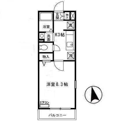 カーサ21(1K/3階)の間取り写真