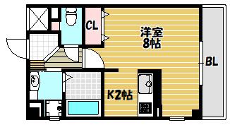 メイト鶴見(ワンルーム/4階)の間取り写真