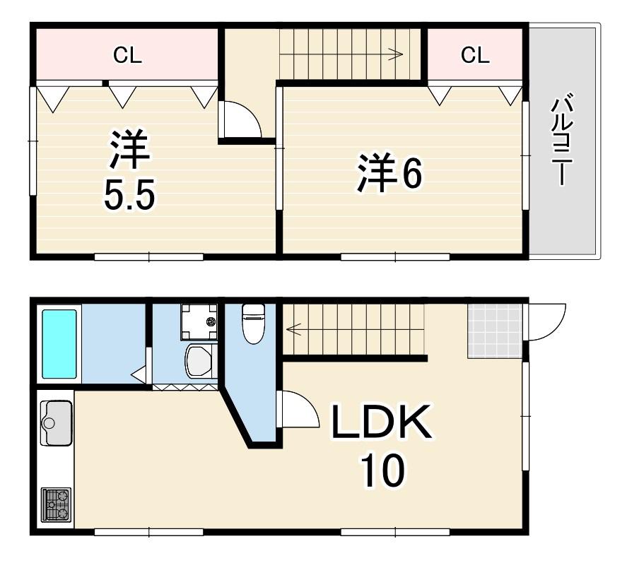 ウララハウス2(2LDK/1階)の間取り写真