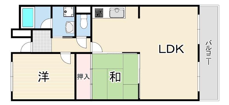 ハイツ東朝霧 1号館(2LDK/1階)の間取り写真