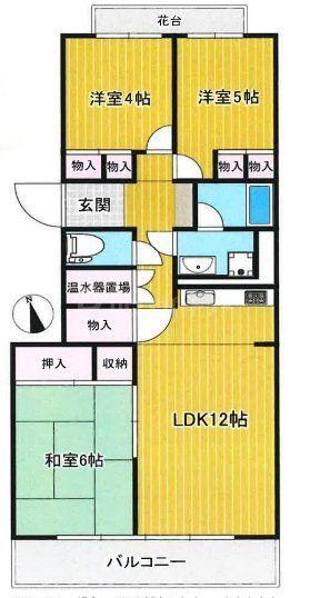 柏ハイム1号棟(3LDK/4階)の間取り写真