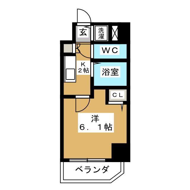 ル・リオン菊川II(1K/4階)の間取り写真