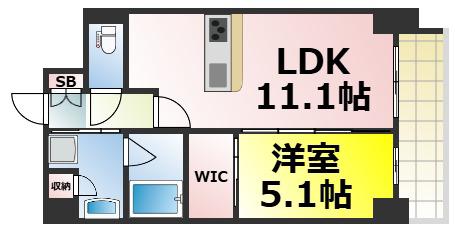 ESTEOESTE難波元町(1LDK/2階)の間取り写真
