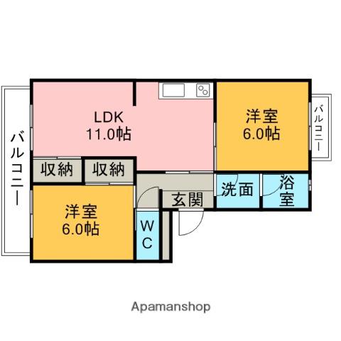 グランメール青山(2LDK/3階)の間取り写真