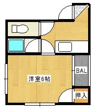 コーポ藤原(1K/1階)の間取り写真