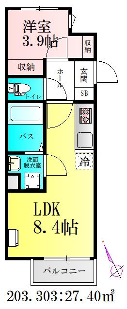 FROST(1LDK/3階)の間取り写真