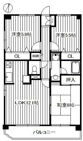 プレステージ平和台2番館(3LDK/1階)の間取り写真