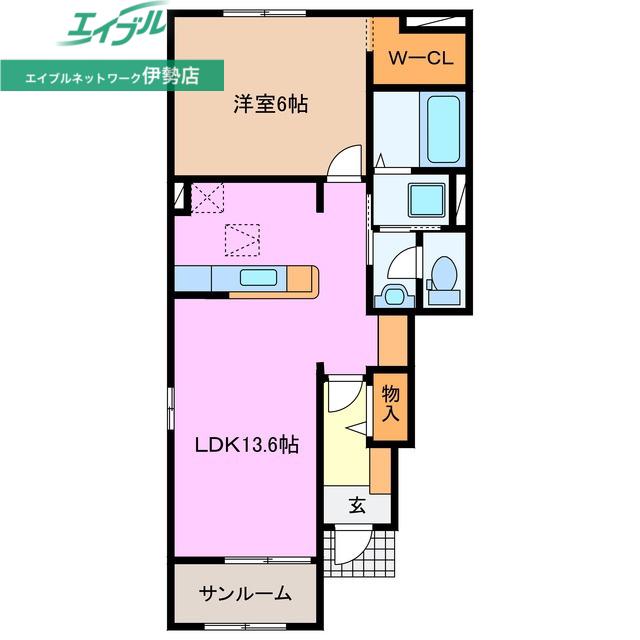 サンカント C(1LDK/1階)の間取り写真
