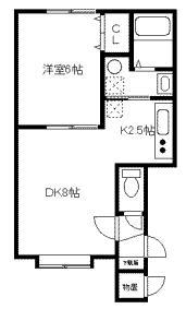 クローバー(1LDK/2階)の間取り写真