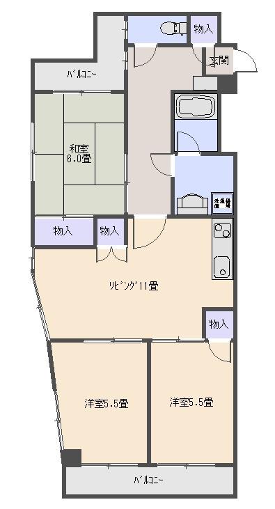 江古田1丁目(3LDK/3階)の間取り写真