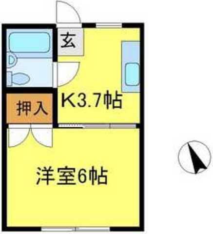 吉岡コーポ(1K/2階)の間取り写真