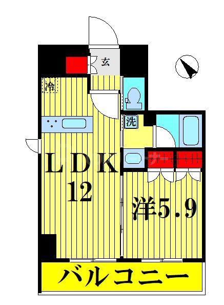 レアライズ押上II(1LDK/8階)の間取り写真