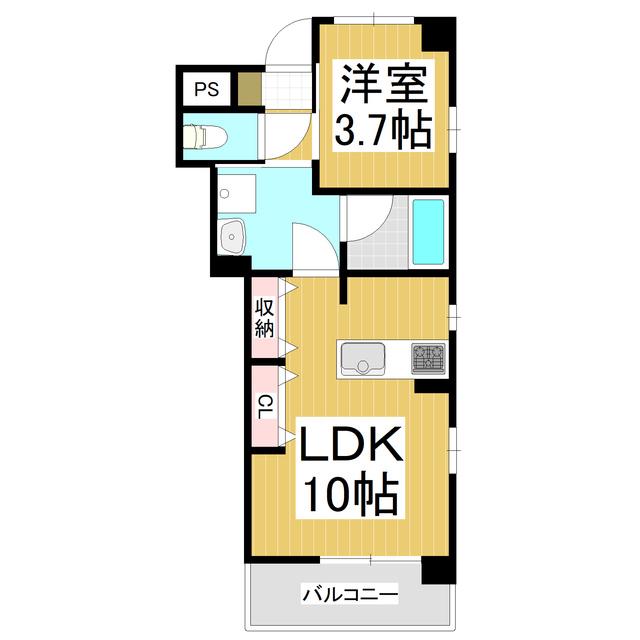 エスポワール三輪田町(1LDK/3階)の間取り写真