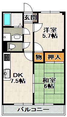荻野MGレジデンス2(2DK/3階)の間取り写真