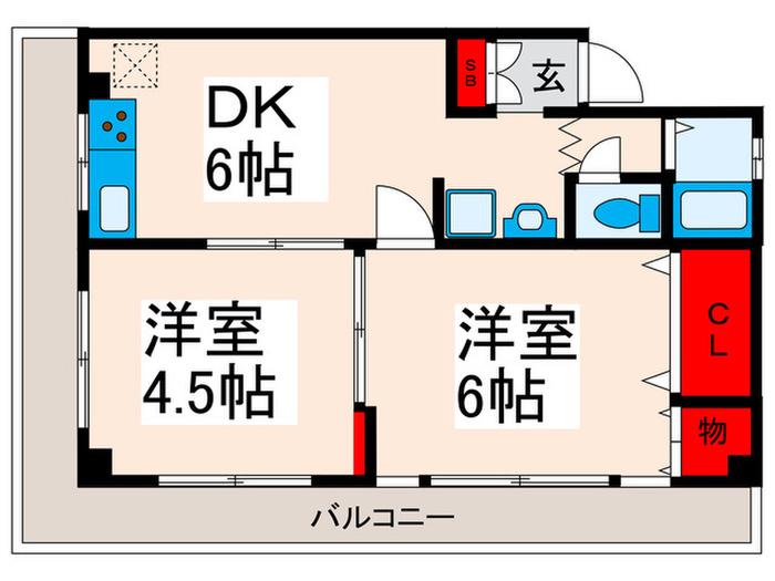 コーポ塚田(2DK/3階)の間取り写真