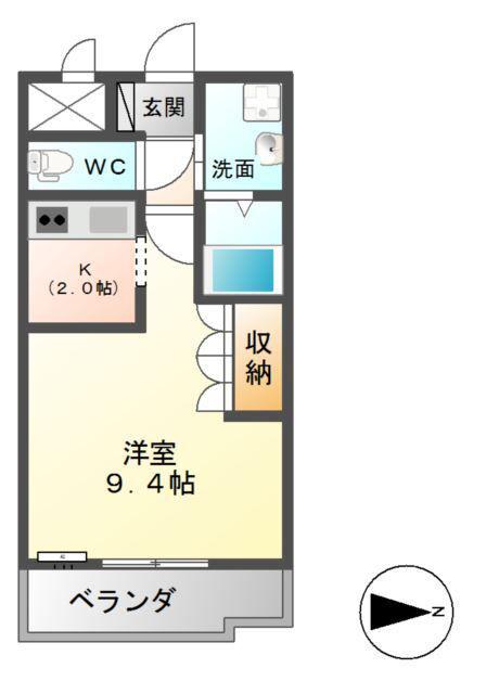 グリーングラス(1K/2階)の間取り写真