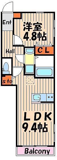 BLANCDORNAKANO(1LDK/2階)の間取り写真